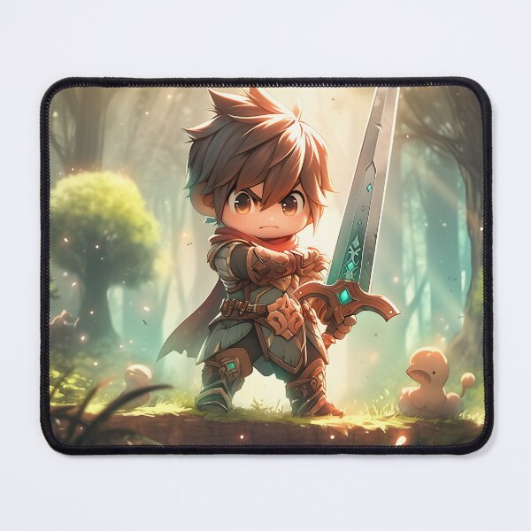 Item preview, Fighter anime chibi boy with samurai sword in forest art designed and sold by TheArtistOf2022.