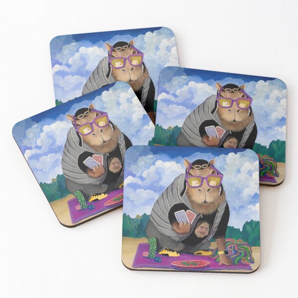 Item preview, Capybara playing cards on the beach designed and sold by Ekaterina Khozatskaya.