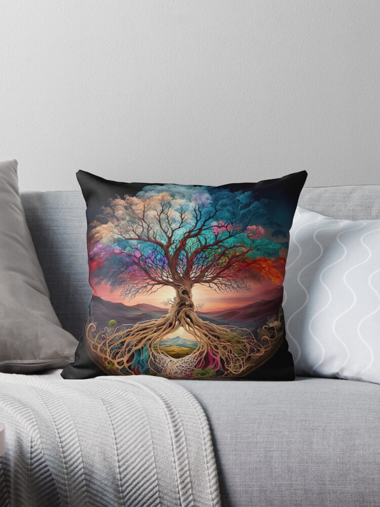 Thumbnail 1 of 4, Pillow, Tree Of Life Mandala designed and sold by motiashkar.