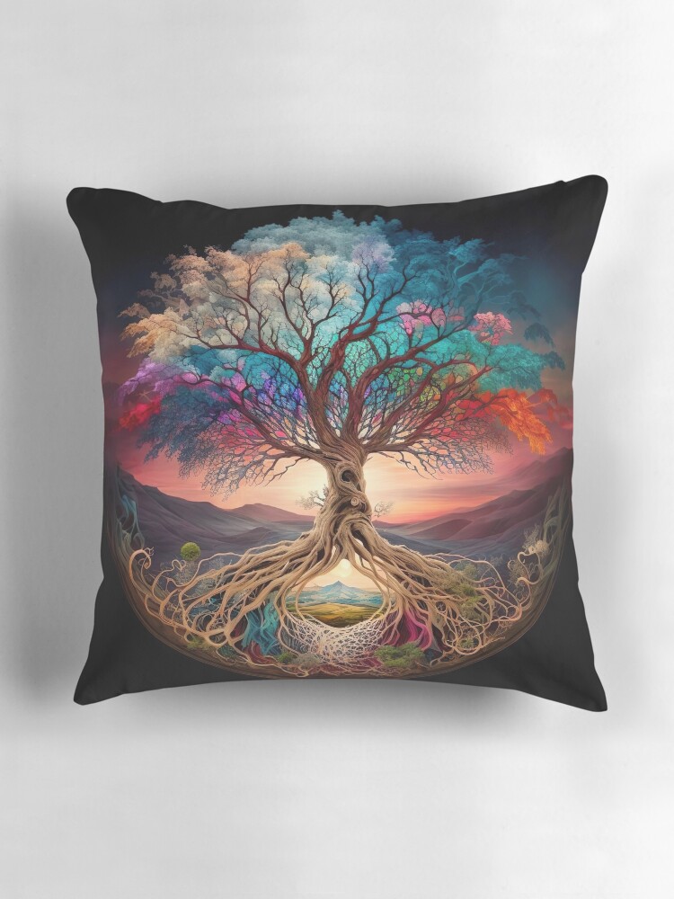 Thumbnail 3 of 4, Pillow, Tree Of Life Mandala designed and sold by motiashkar.
