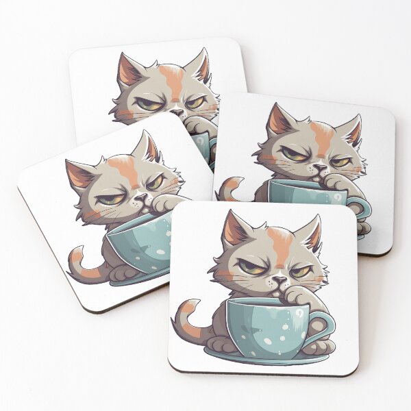Item preview, Cat coffee time from the Kitty Sticker Pack designed and sold by STICKERSLALA.