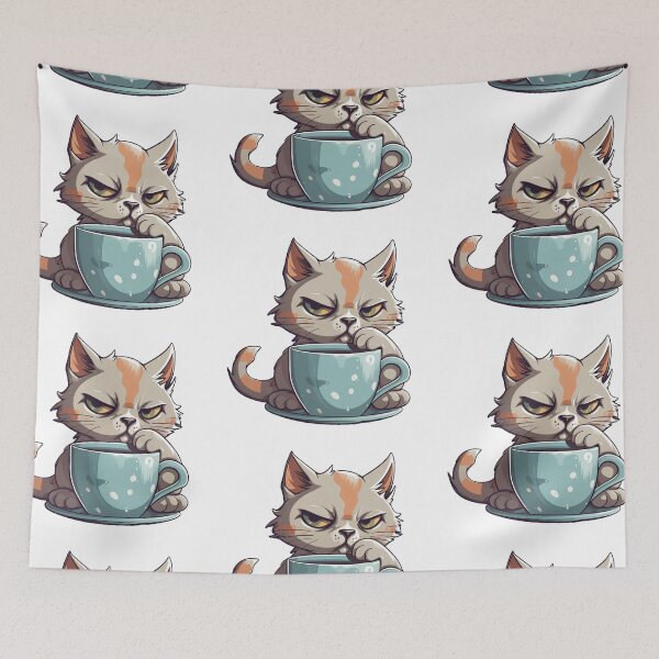 Item preview, Cat coffee time from the Kitty Sticker Pack designed and sold by STICKERSLALA.