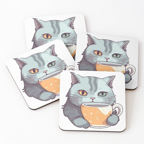 Item preview, Cat coffee time from the Kitty Sticker Pack designed and sold by STICKERSLALA.
