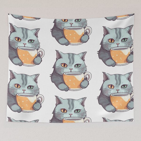 Item preview, Cat coffee time from the Kitty Sticker Pack designed and sold by STICKERSLALA.
