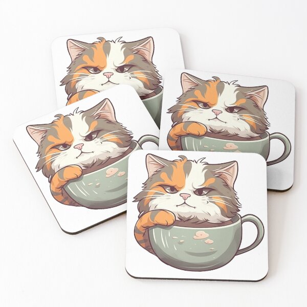 Item preview, Cat coffee time from the Kitty Sticker Pack designed and sold by STICKERSLALA.