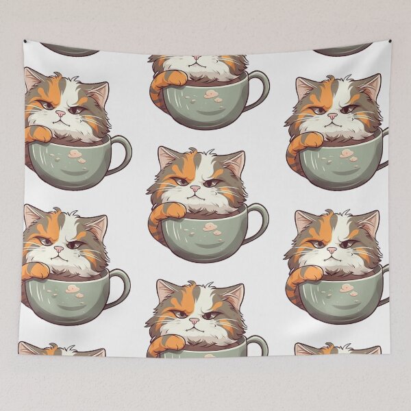 Item preview, Cat coffee time from the Kitty Sticker Pack designed and sold by STICKERSLALA.