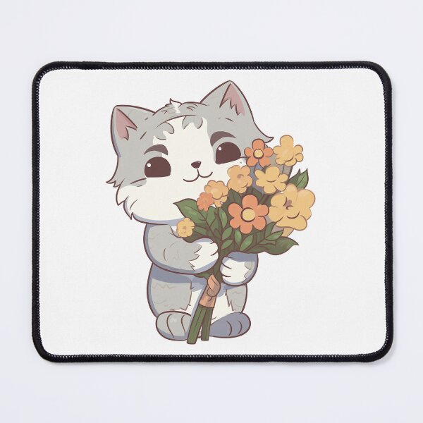Item preview, Cat with bouquet flowers from the Kitty Sticker Pack designed and sold by STICKERSLALA.