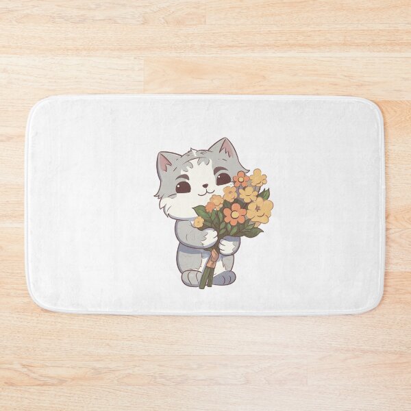 Item preview, Cat with bouquet flowers from the Kitty Sticker Pack designed and sold by STICKERSLALA.