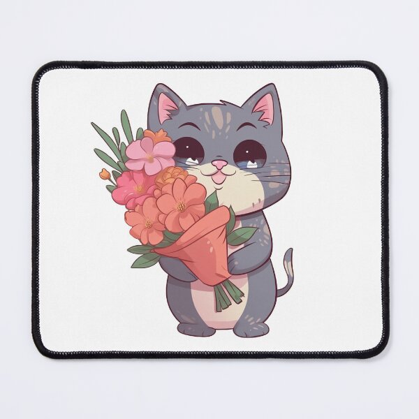 Item preview, Cat with bouquet flowers from the Kitty Sticker Pack designed and sold by STICKERSLALA.