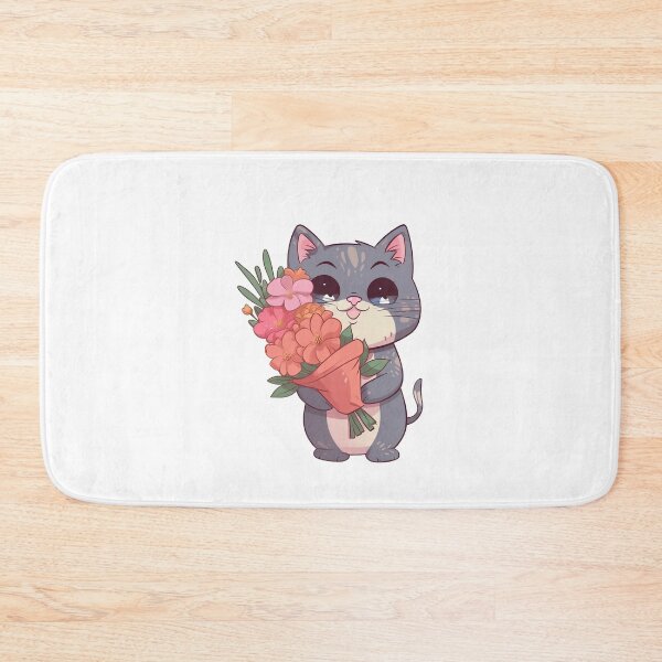 Item preview, Cat with bouquet flowers from the Kitty Sticker Pack designed and sold by STICKERSLALA.