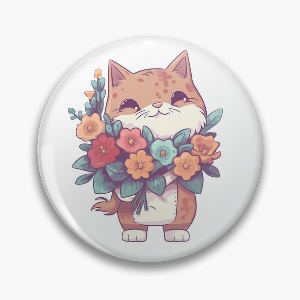 Item preview, Cat with bouquet flowers from the Kitty Sticker Pack designed and sold by STICKERSLALA.