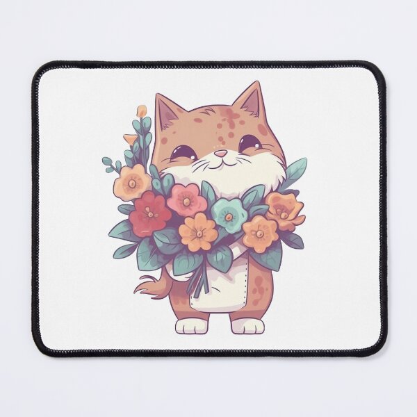 Item preview, Cat with bouquet flowers from the Kitty Sticker Pack designed and sold by STICKERSLALA.