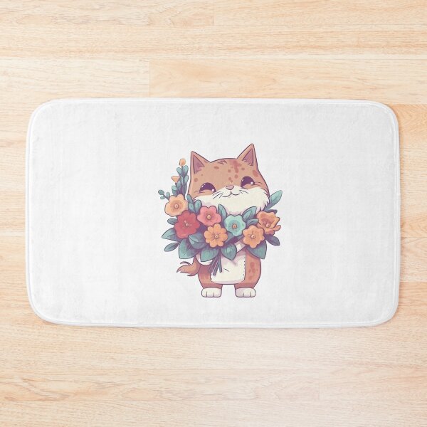 Item preview, Cat with bouquet flowers from the Kitty Sticker Pack designed and sold by STICKERSLALA.