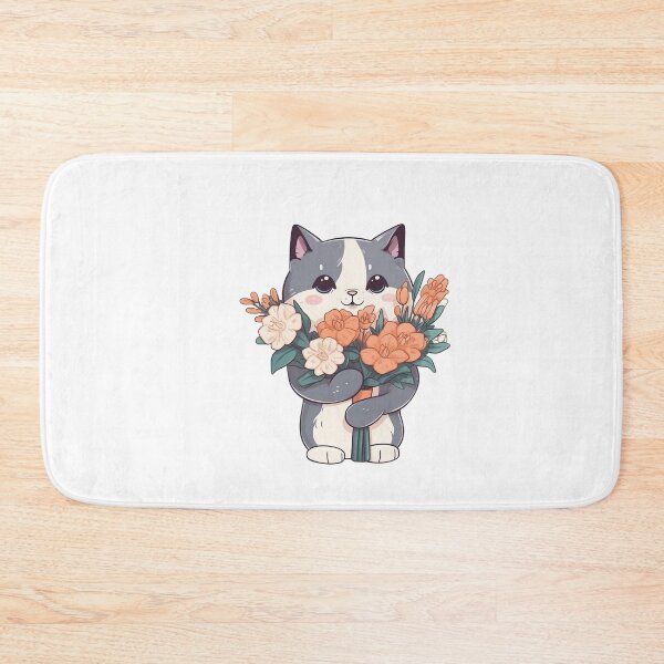 Item preview, Cat with bouquet flowers from the Kitty Sticker Pack designed and sold by STICKERSLALA.