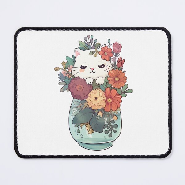 Item preview, Cat with flowers from the Kitty Sticker Pack designed and sold by STICKERSLALA.
