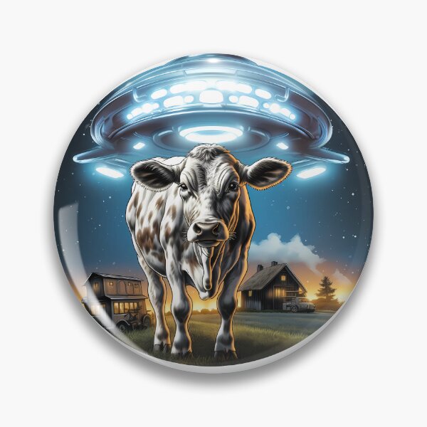 Item preview, Cow with UFO designed and sold by ColorFlowArt.