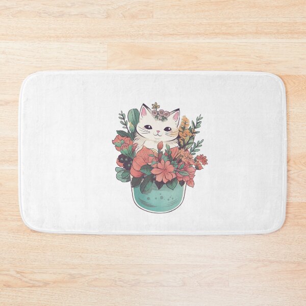 Item preview, Cat with flowers from the Kitty Sticker Pack designed and sold by STICKERSLALA.
