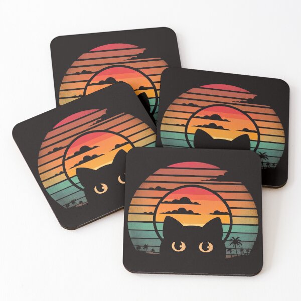 Item preview, Funny Vintage  Retro Black Cat with Yellow Eyes Sunset  designed and sold by CreativeContext.