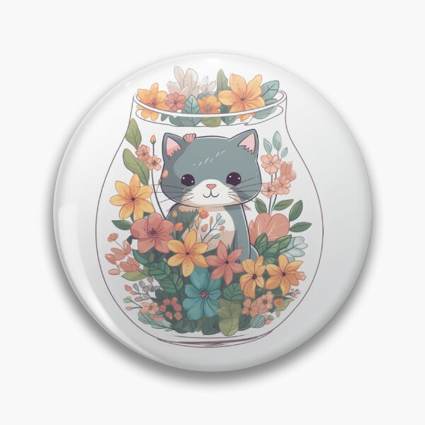 Item preview, Cat with flowers from the Kitty Sticker Pack designed and sold by STICKERSLALA.
