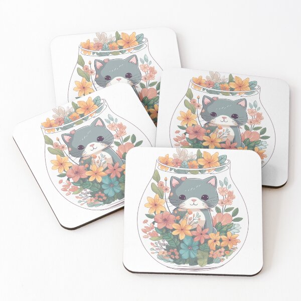 Item preview, Cat with flowers from the Kitty Sticker Pack designed and sold by STICKERSLALA.
