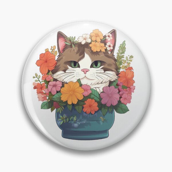 Item preview, Copy of Cat with flowers from the Kitty Sticker Pack designed and sold by STICKERSLALA.
