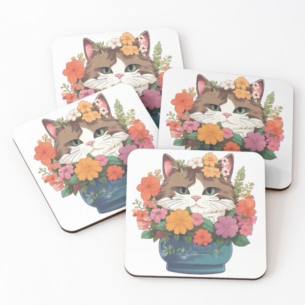 Item preview, Copy of Cat with flowers from the Kitty Sticker Pack designed and sold by STICKERSLALA.