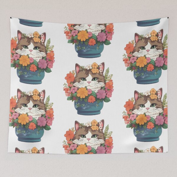 Item preview, Copy of Cat with flowers from the Kitty Sticker Pack designed and sold by STICKERSLALA.