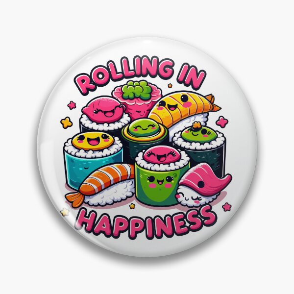 Item preview, Playful Cartoon Sushi Characters Rolling in Happiness. designed and sold by ArtInPrint.