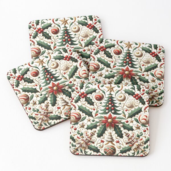 Item preview, Christmas Pietra Dura Pattern designed and sold by NeatSplash.