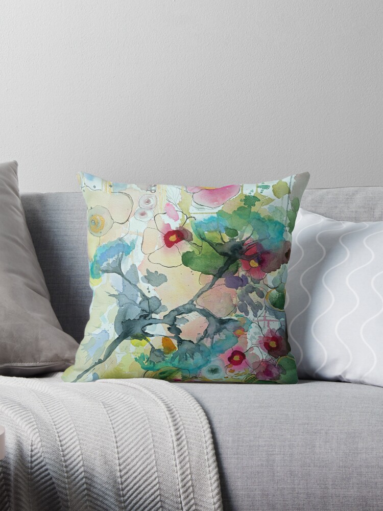 Thumbnail 1 of 4, Pillow, Abstract - Turquoise flower designed and sold by BirgitteB.