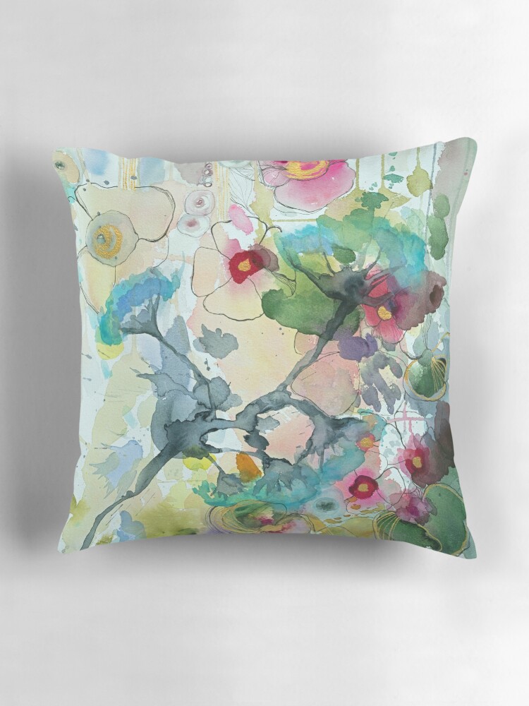 Thumbnail 3 of 4, Pillow, Abstract - Turquoise flower designed and sold by BirgitteB.