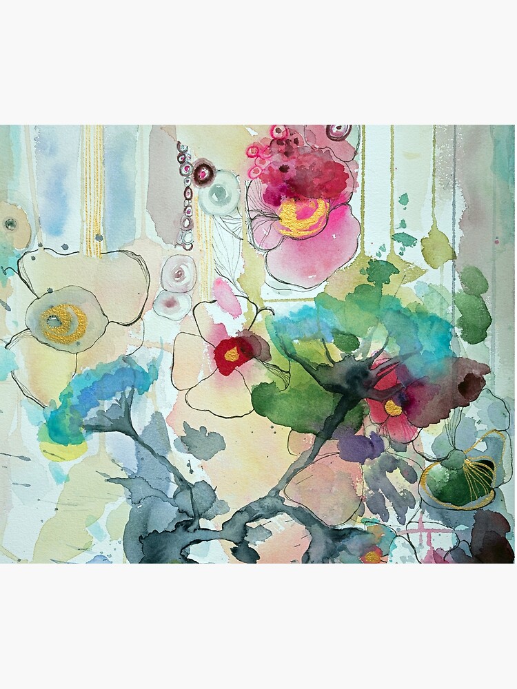 Thumbnail 5 of 5, Shower Curtain, Abstract - Turquoise flower   designed and sold by BirgitteB.