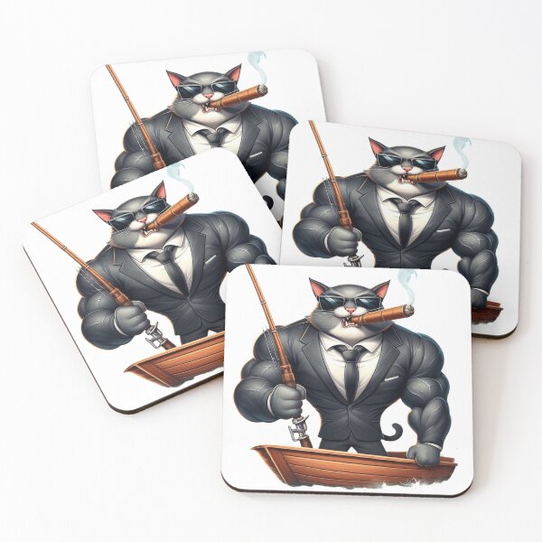 Item preview, Muscle Mobster Cat Gone Fishing designed and sold by AIStoore.