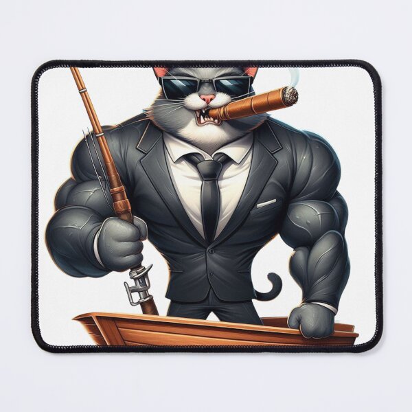 Item preview, Muscle Mobster Cat Gone Fishing designed and sold by AIStoore.