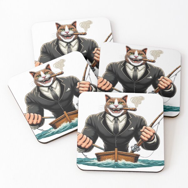Item preview, Muscle Mobster Cat Gone Fishing designed and sold by AIStoore.