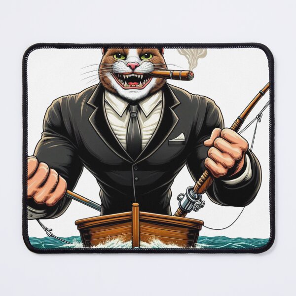 Item preview, Muscle Mobster Cat Gone Fishing designed and sold by AIStoore.