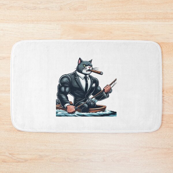 Item preview, Muscle Mobster Cat Gone Fishing designed and sold by AIStoore.
