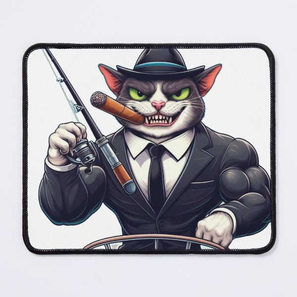 Item preview, Muscle Mobster Cat Gone Fishing designed and sold by AIStoore.