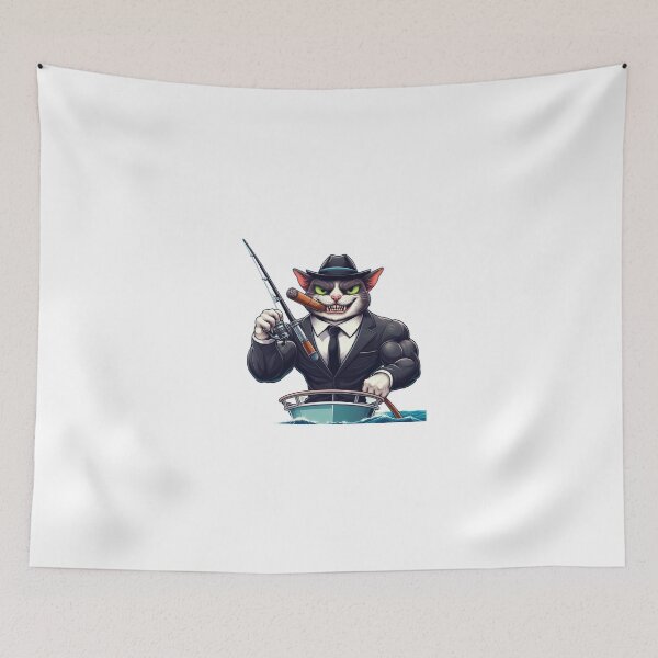 Item preview, Muscle Mobster Cat Gone Fishing designed and sold by AIStoore.