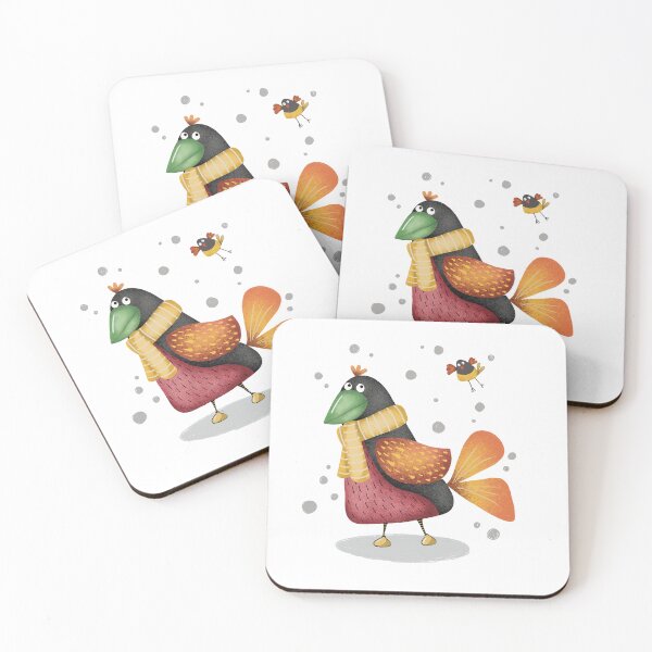 Item preview, Cute Birds - Whimsical Art - Orange, Red, Black designed and sold by SaSzArt.