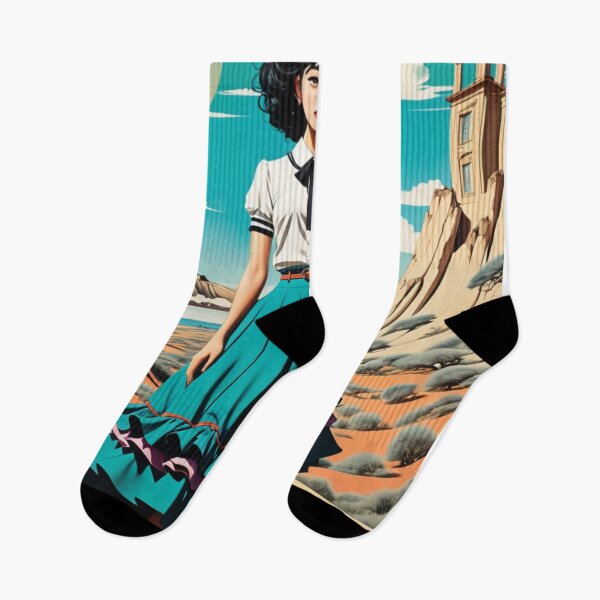 Item preview, Beautiful Cute and Sexy New Japanese Anime Girl Character in Salvador Dali Style Retro Art Displayed in Vintage-style Aged Screen Print Movie Poster designed and sold by Butler in the Home.