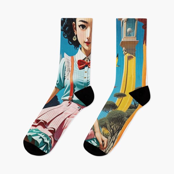 Item preview, Beautiful Cute and Sexy New Japanese Anime Girl Character in Salvador Dali Style Retro Art Displayed in Vintage-style Aged Screen Print Movie Poster designed and sold by Butler in the Home.