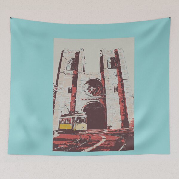 Item preview, Lisbon Cathedral & Tramway Illustration designed and sold by Lemomo-artworks.