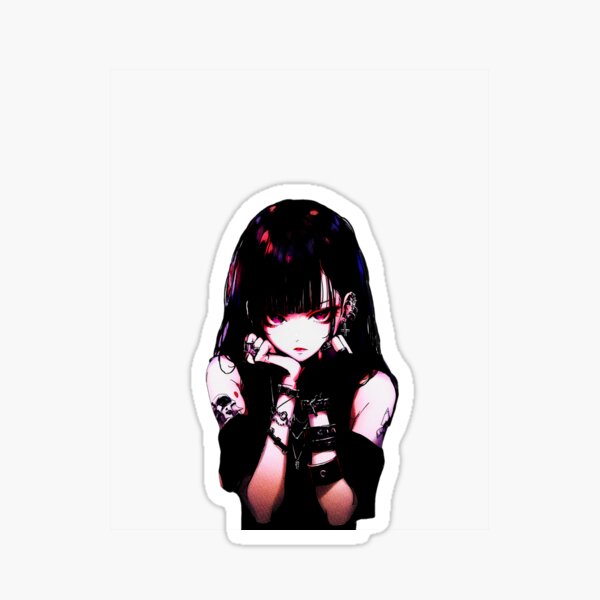 Vista previa del artículo con la obra «Chica gótica anime estilo Harajuku con los ojos abiertos», diseñado y vendido por CursedInk.