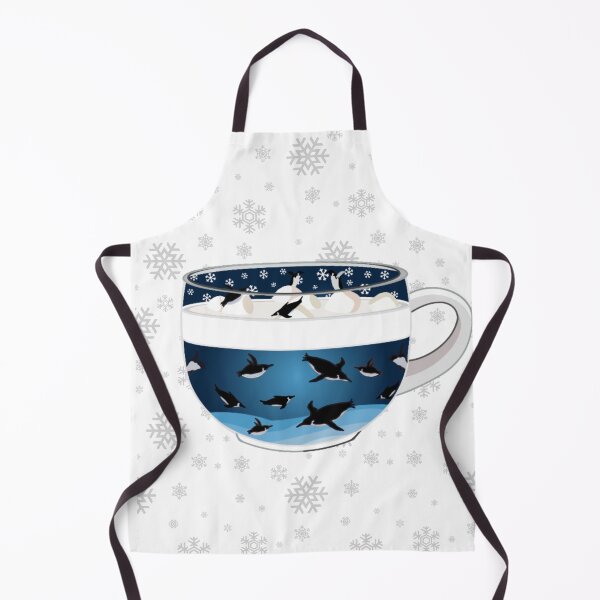 Item preview, Penguins Diving into Arctic Hot Chocolate (Falling Snowflakes) designed and sold by octopuscafe.