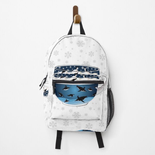 Item preview, Penguins Diving into Arctic Hot Chocolate (Falling Snowflakes) designed and sold by octopuscafe.