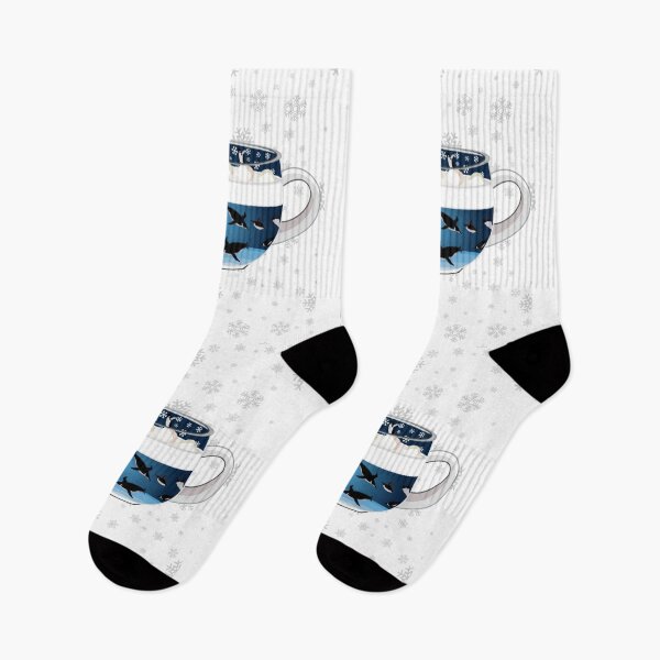 Item preview, Penguins Diving into Arctic Hot Chocolate (Falling Snowflakes) designed and sold by octopuscafe.