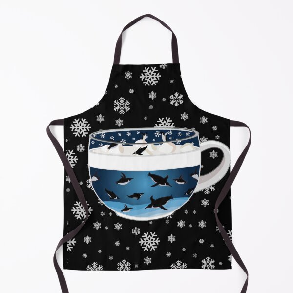 Item preview, Penguins Diving into Arctic Hot Chocolate (Falling Snowflakes) designed and sold by octopuscafe.