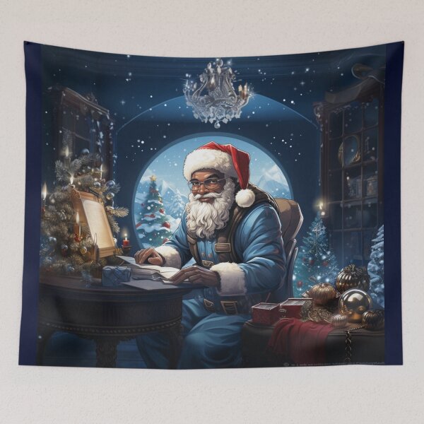 Item preview, Whimsical Black Santa Setting designed and sold by WillowandTees.