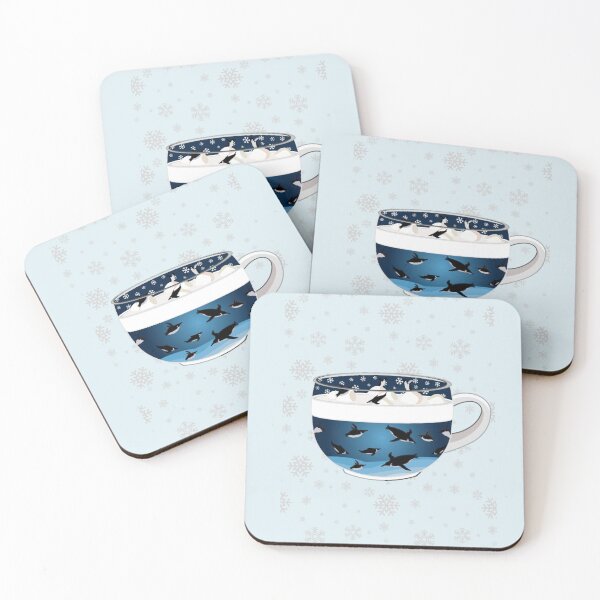 Item preview, Penguins Diving into Arctic Hot Chocolate (Falling Snowflakes) designed and sold by octopuscafe.